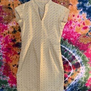 Gold Floral Cutout Dress